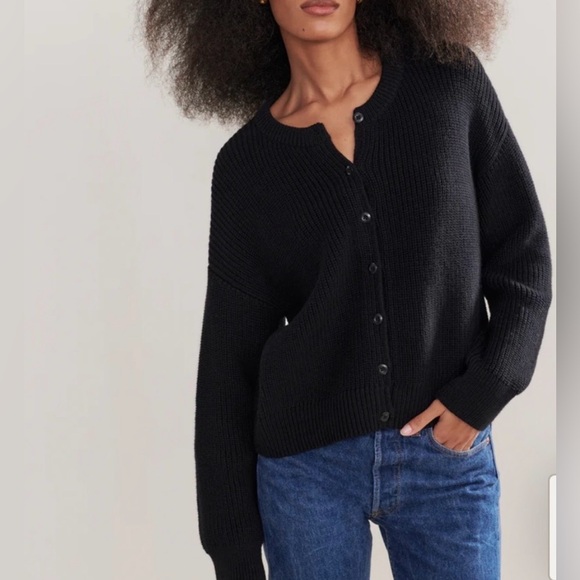 JENNI KAYNE Cotton Hayes Crewneck Black Cardigan Size Large